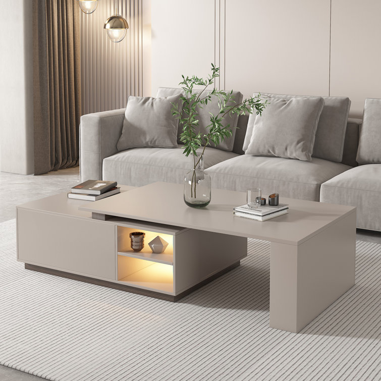 Orren Ellis Buckwell Extendable Coffee Table with LED Lights 2